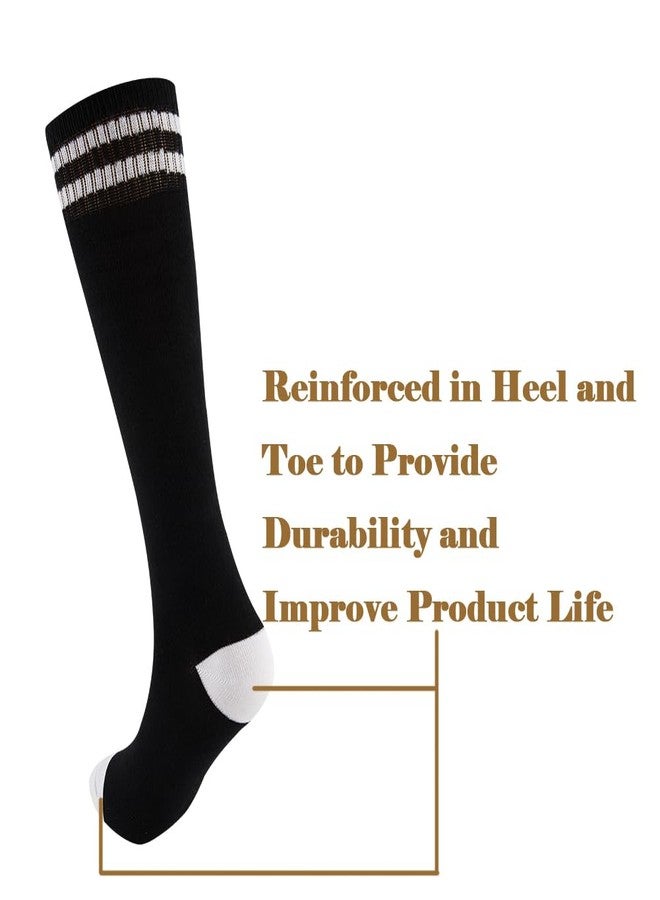جوارب SOCKSDIARY طويلة تصل إلى الركبة للأطفال، جوارب قطنية لكرة القدم للأولاد والبنات والأطفال الصغار... (مقاسات أمريكية، عمر 10 سنوات، 15 سنة، 4 أزواج، لون أسود) - Image 4